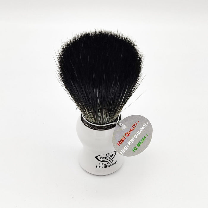 Omega shaving brush white handle 0196745 Hi-Brush synthetic fibre