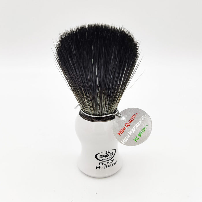 Omega shaving brush white handle 0196745 Hi-Brush synthetic fibre