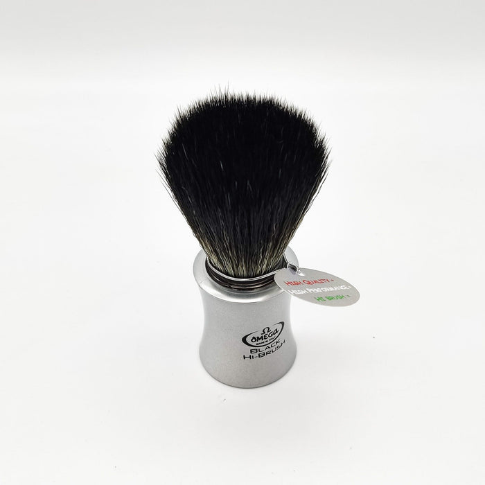 Omega Italy Shaving Brush 196820 Hi-Brush Synthetic Hair Black Vegan Alu-Farbe