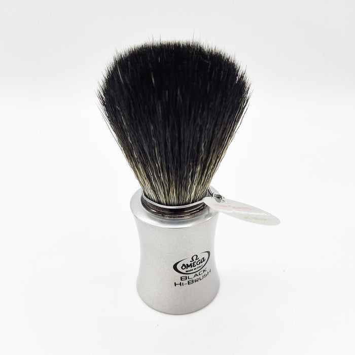 Omega Italy Shaving Brush 196820 Hi-Brush Synthetic Hair Black Vegan Alu-Farbe