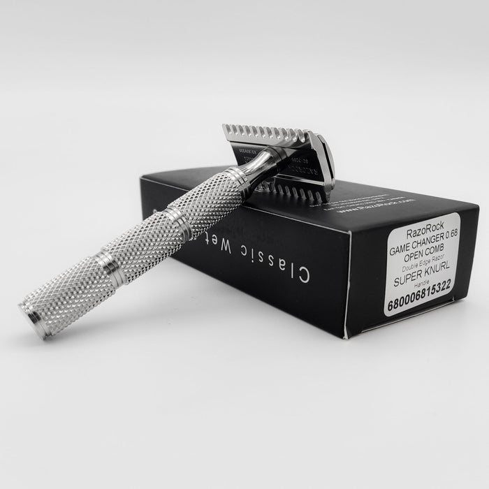 RazoRock Game Changer .68 Open Comb - With SS Super Knurl Handle