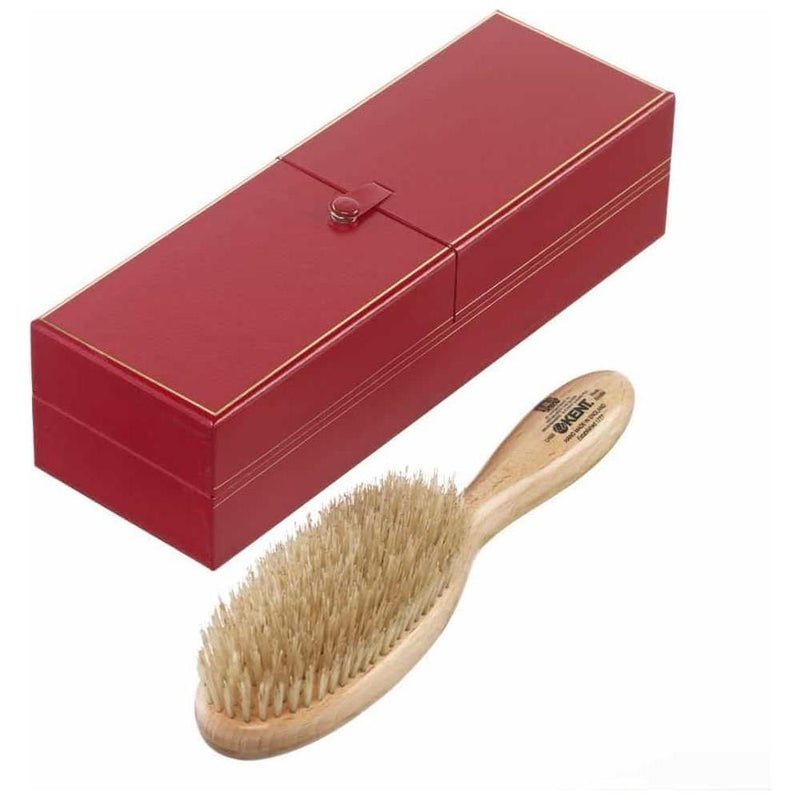 KENT Kent LHS5 Handmade Oval Satin Wood White Bristles Hairbrush. Hairbrush Sienna