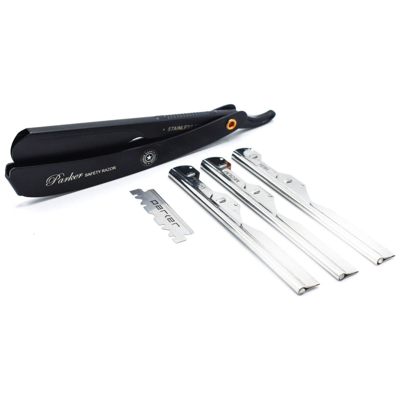 Parker Parker PTABK Stainless Steel Black Adjustable Barber Razor Barber Razor