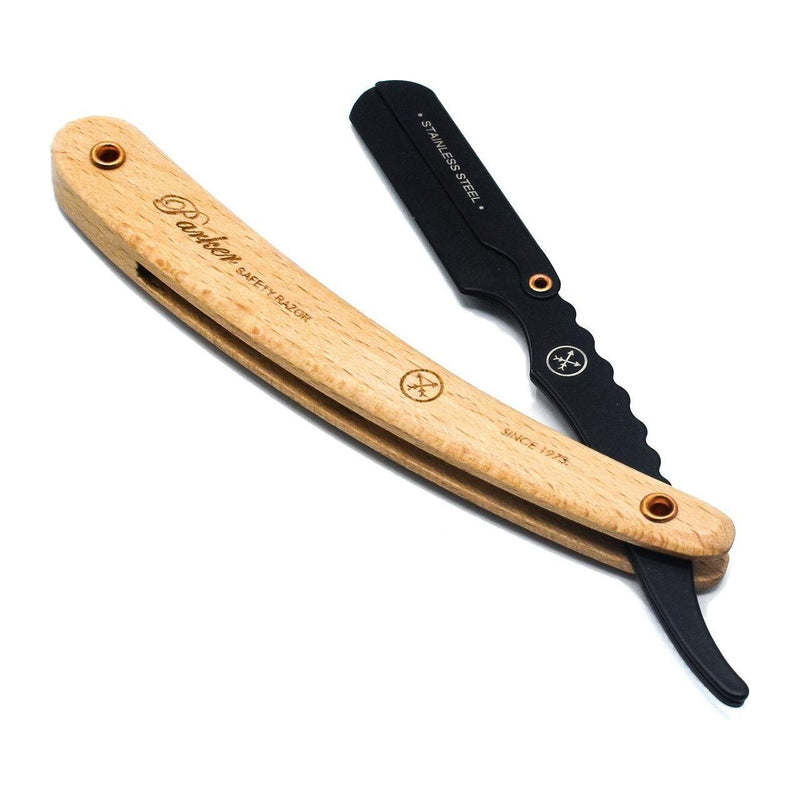 Parker Parker SRPBA Clip-Type Pine Wood Handle Stainless Steel Straight Barber Razor Barber Razor