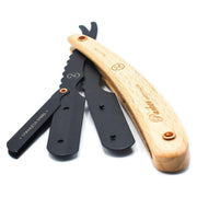Parker Parker SRPBA Clip-Type Pine Wood Handle Stainless Steel Straight Barber Razor Barber Razor