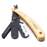 Parker Parker SRPBA Clip-Type Pine Wood Handle Stainless Steel Straight Barber Razor Barber Razor