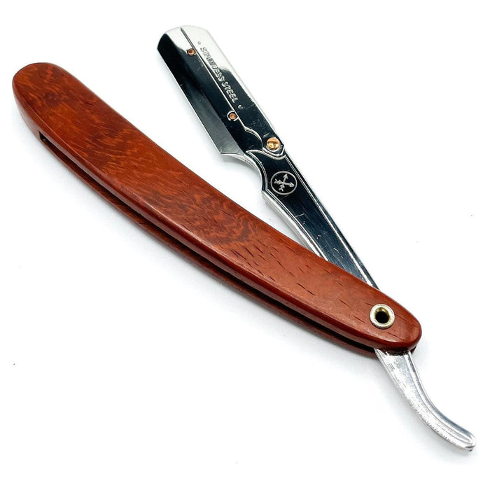 Parker SRRW Clip-Type Rosewood Handle Stainless Steel Straight Barber Shavette Razor