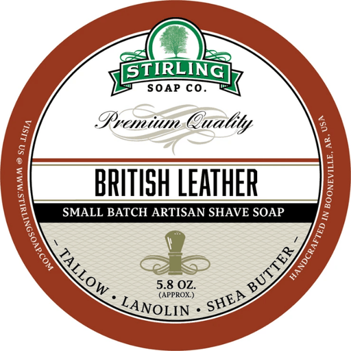 Stirling Soap Co. British Leather Shave Soap Jar 5.8 oz