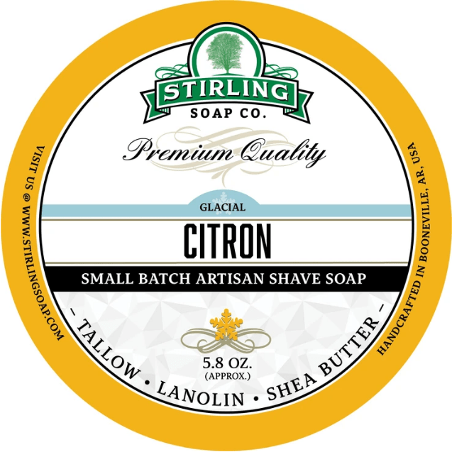 Stirling Soap Co. Glacial Citron Shave Soap Jar 5.8 Oz
