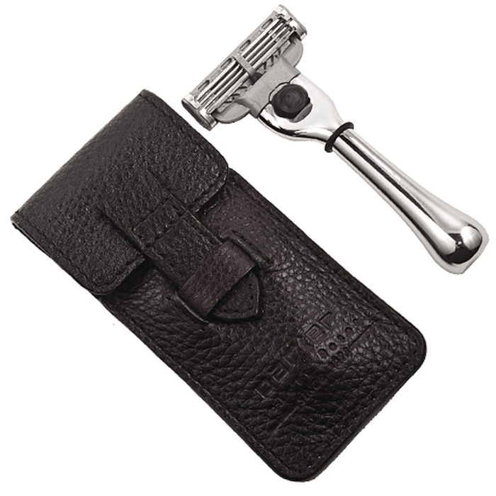 Parker TRAVM3 Mach 3 Compatible Travel Razor With Leather Case