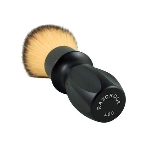 RazoRock Matte Black 400 Plissoft Synthetic Shaving Brush - 24 mm knot (Solid Aluminum)