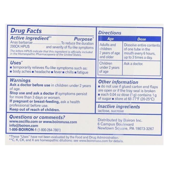 Boiron Boiron Oscillococcinum Flu-Like Symptom Relief 12 ct Flu Symptom Relief Lavender