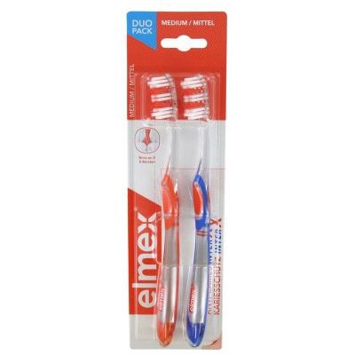 Elmex Anti-Cavities InterX Toothbrush Medium Duo Pack (Orange - Blue)