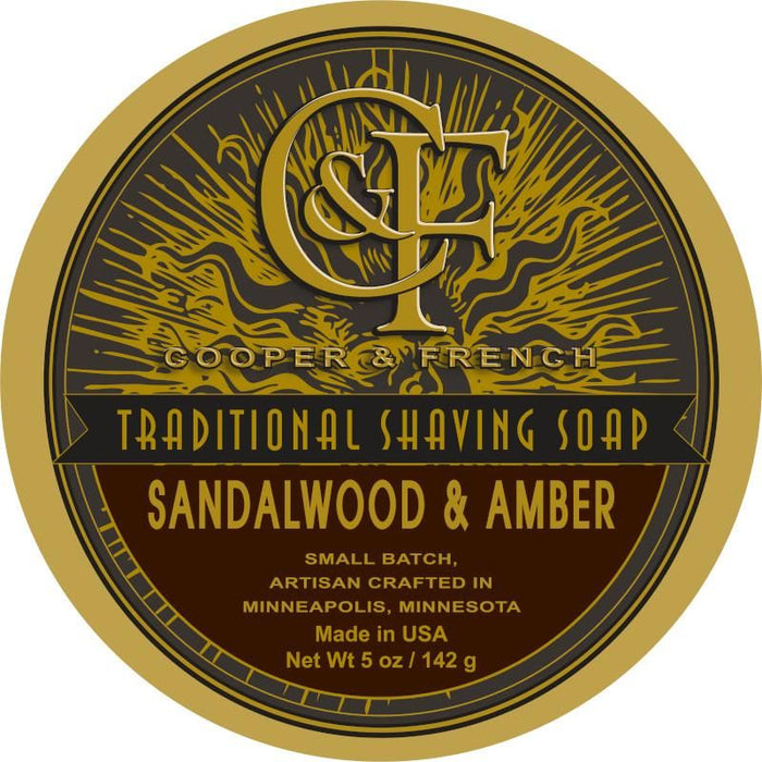 Cooper & French Sandalwood & Amber Shaving Soap 5 oz